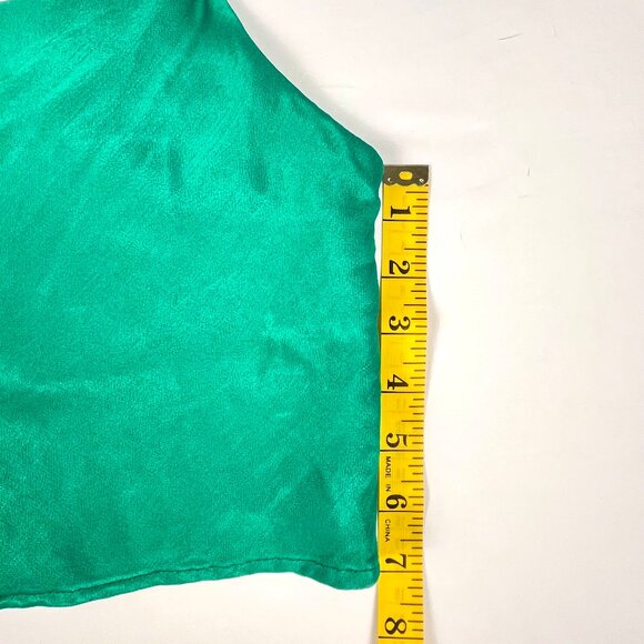 ZARA Green Cowl Neck Camisole Satin Look Draped Tank Top Size S - Picture 5 of 9